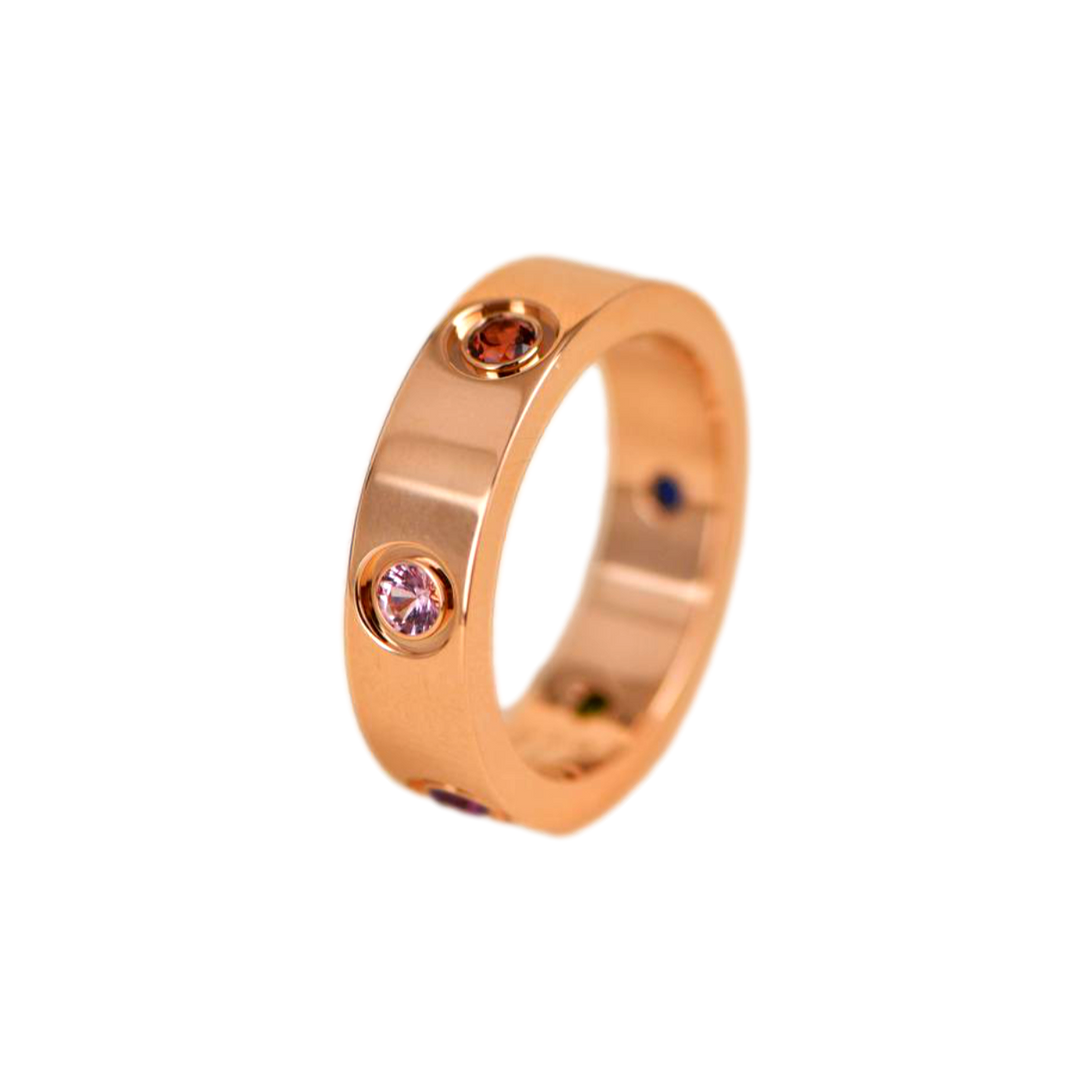 Cartier Love Rainbow Rose Gold Ring Size 54 Dandelion Antiques