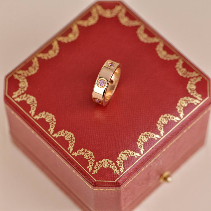 Cartier Love Pink Sapphire Rose Gold Ring Size 50