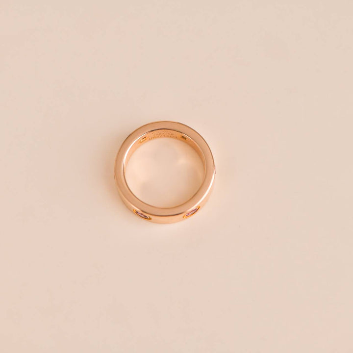 Cartier Love Pink Sapphire Rose Gold Ring Size 50