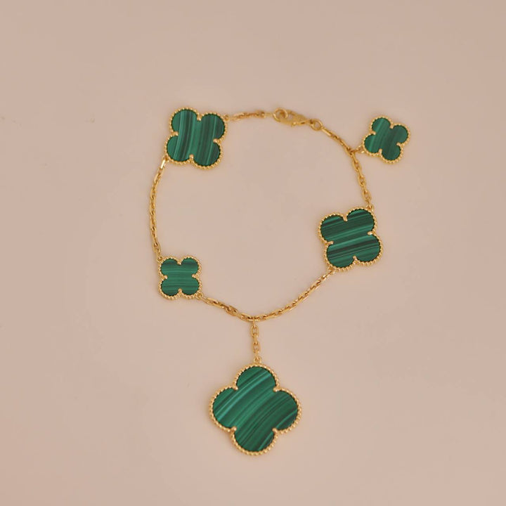 Van Cleef & Arpels Magic Alhambra Malachite 5 Motif Bracelet