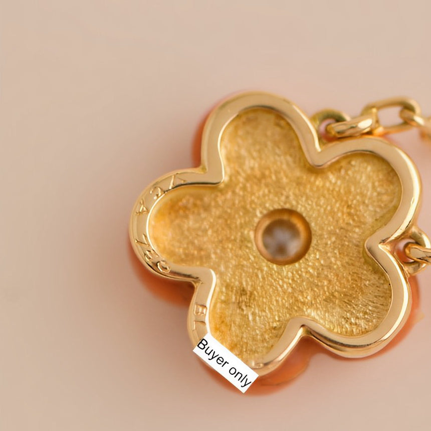 Van Cleef & Arpels Vintage Coral Diamond Yellow Gold Pendant