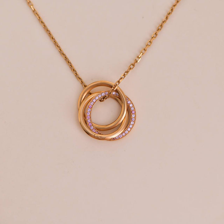 Cartier Rose Gold Pink Sapphire Trinity Pendant Necklace