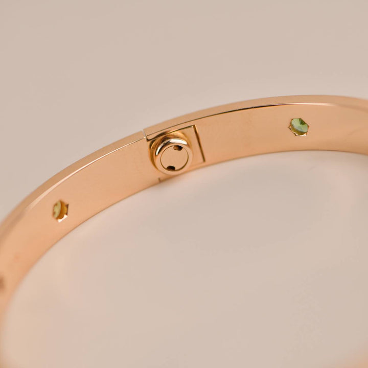 Cartier Love Bracelet 10 Multi Gemstone Rose Gold Size 18