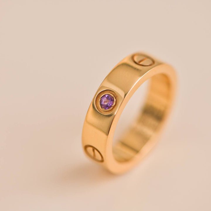 Cartier Love Ring Rose Gold 1 Pink Sapphires Size 54