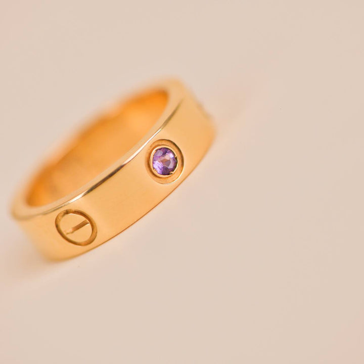 Cartier Love Ring Rose Gold 1 Pink Sapphires Size 54