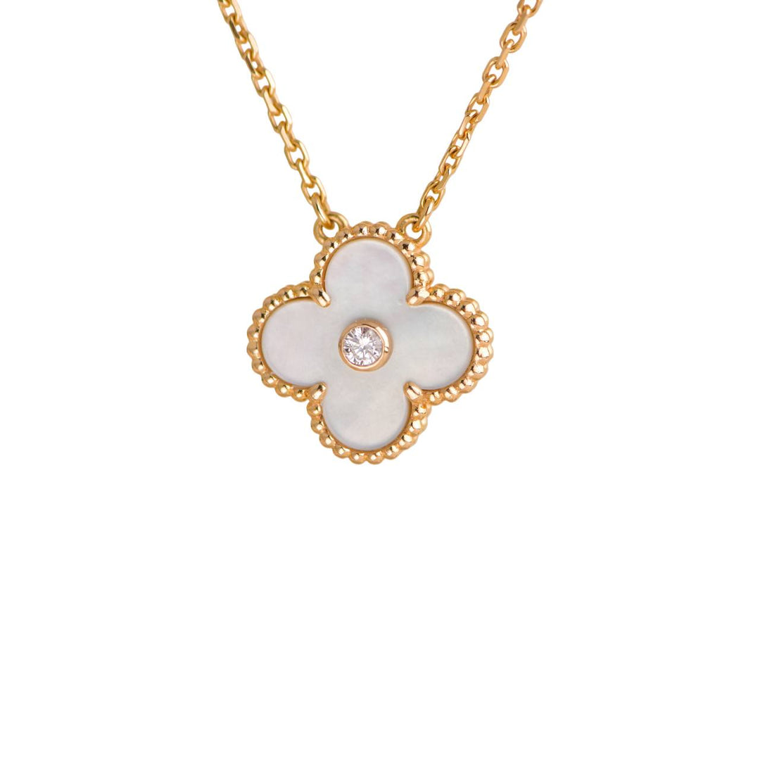 Van Cleef & Arpels Limited Edition Diamond Mother of Pearl Alhambra Pendant