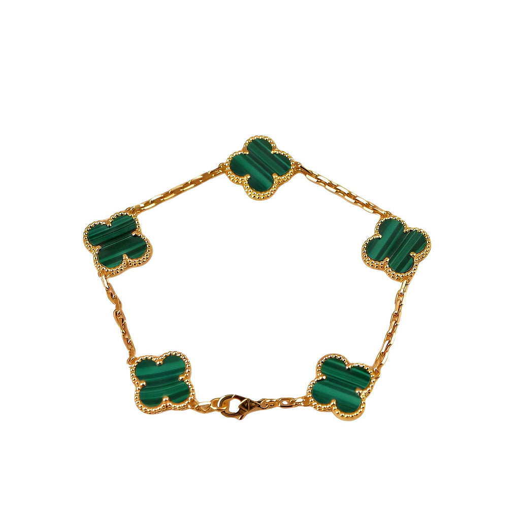 Van Cleef & Arpels 5 Motif Vintage Alhambra Malachite Yellow Gold –  Dandelion Antiques