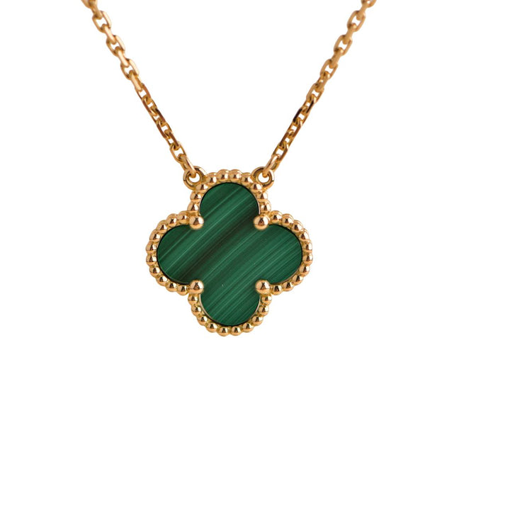 Van Cleef & Arpels Vintage Alhambra Malachite 18K Yellow Gold Pendant