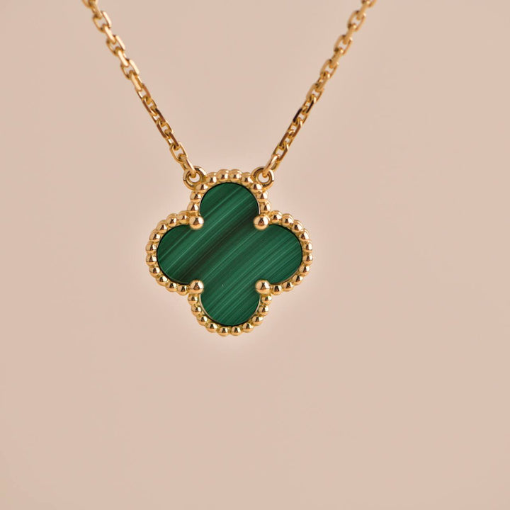 Van Cleef & Arpels Vintage Alhambra Malachite 18K Yellow Gold Pendant