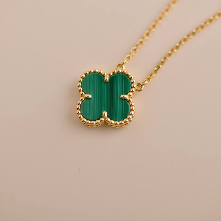 Van Cleef & Arpels Vintage Alhambra Malachite 18K Yellow Gold Pendant