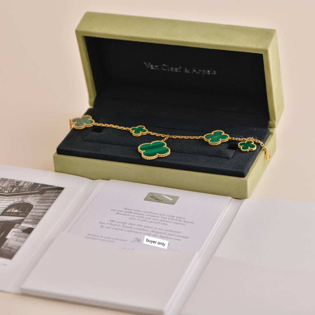 Van Cleef & Arpels Magic Alhambra Malachite 5 Motif Bracelet