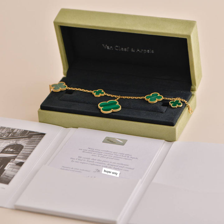 Van Cleef & Arpels Magic Alhambra Malachite 5 Motif Bracelet