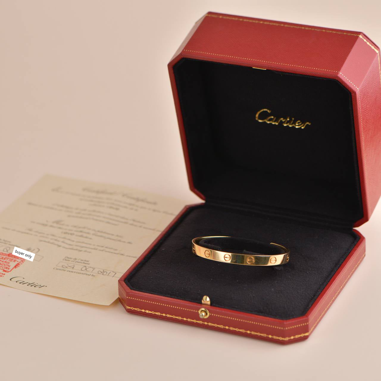 Cartier Love Bracelet 18K Yellow Gold Size 17 Dandelion Antiques