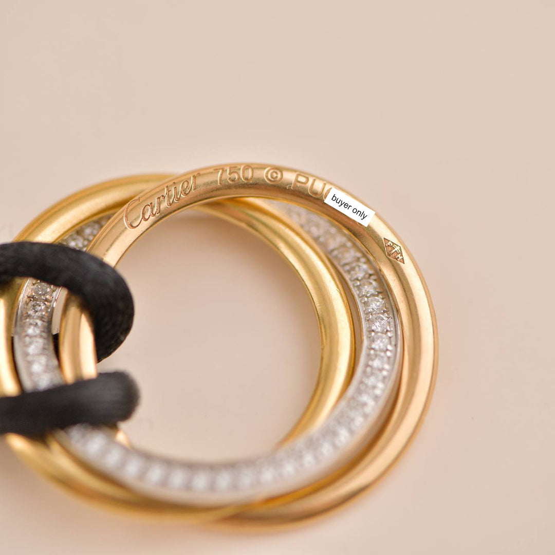 Pre-owned Cartier 18K Yellow Gold Love Ring & Black Silk Cord