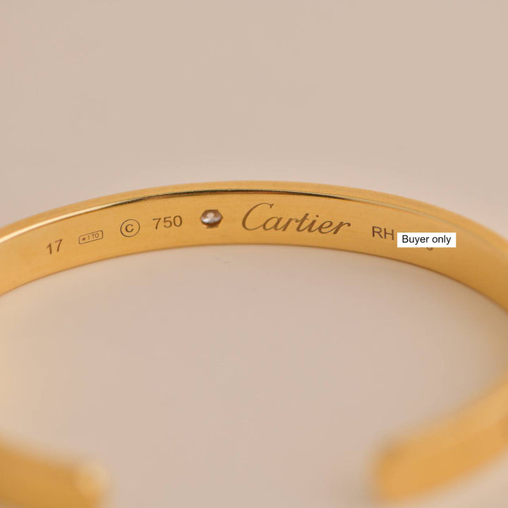 Cartier Love 1 Diamond Yellow Gold Cuff Bracelet Size 17
