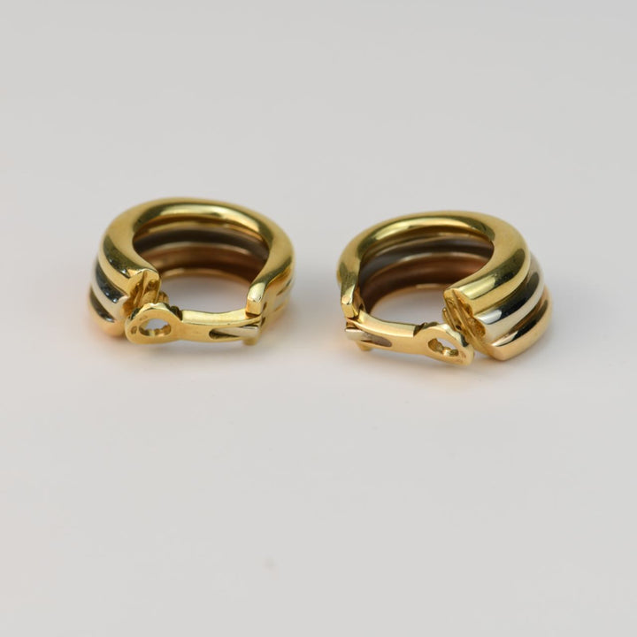 Cartier Vintage Trinity Tri-Color 18K Yellow White & Rose Gold Earring