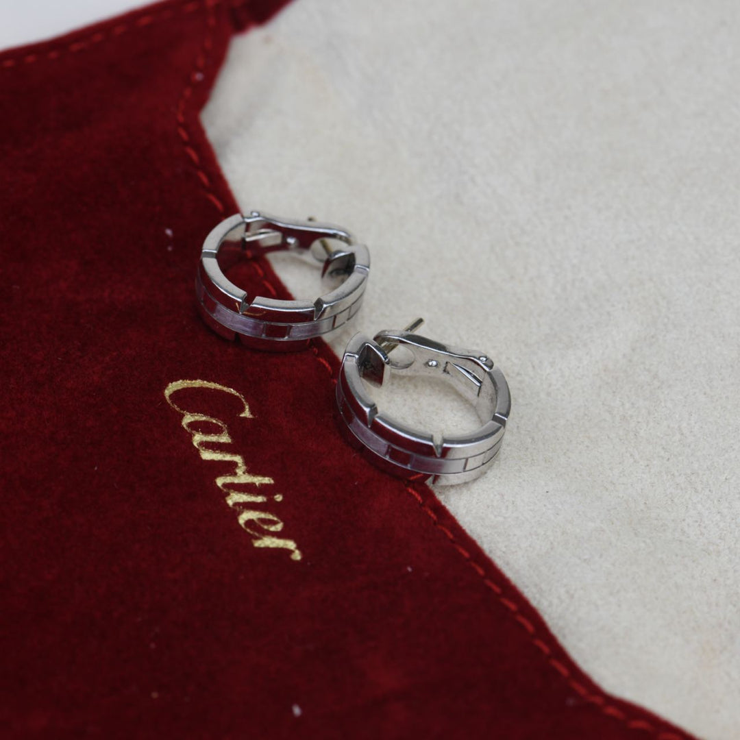 Cartier Maillon Panthere White Gold Hoop Earrings