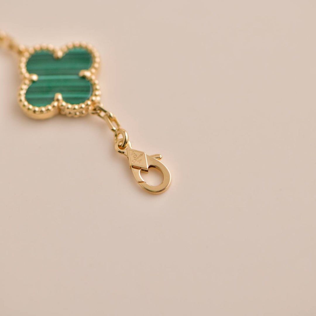 Van Cleef & Arpels Vintage Alhambra Malachite Yellow Gold Bracelet