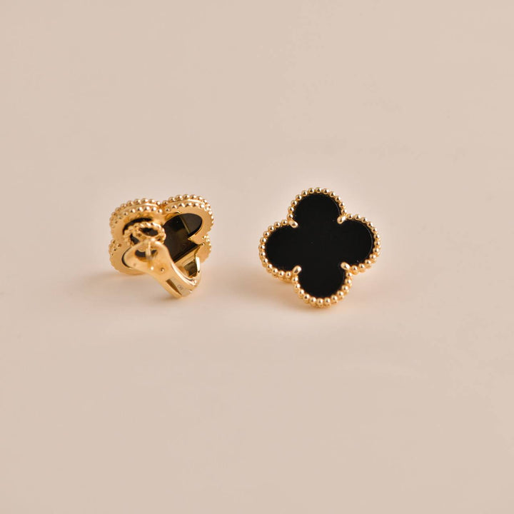 Van Cleef & Arpels Magic Alhambra Black Onyx Yellow Gold Earrings