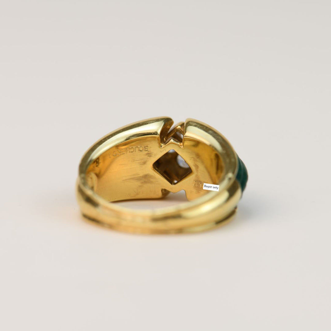 Boucheron Diamond Malachite Yellow Gold Ring Size 52