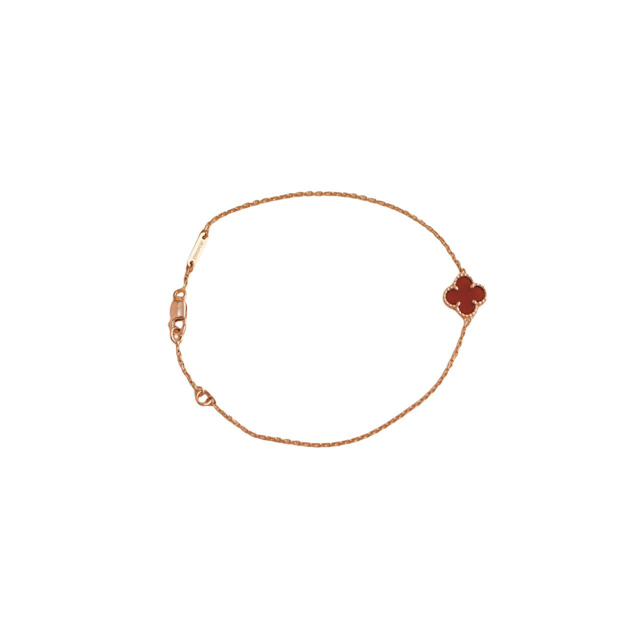 Van Cleef & Arpels Sweet Alhambra Carnelian Rose Gold Bracelet