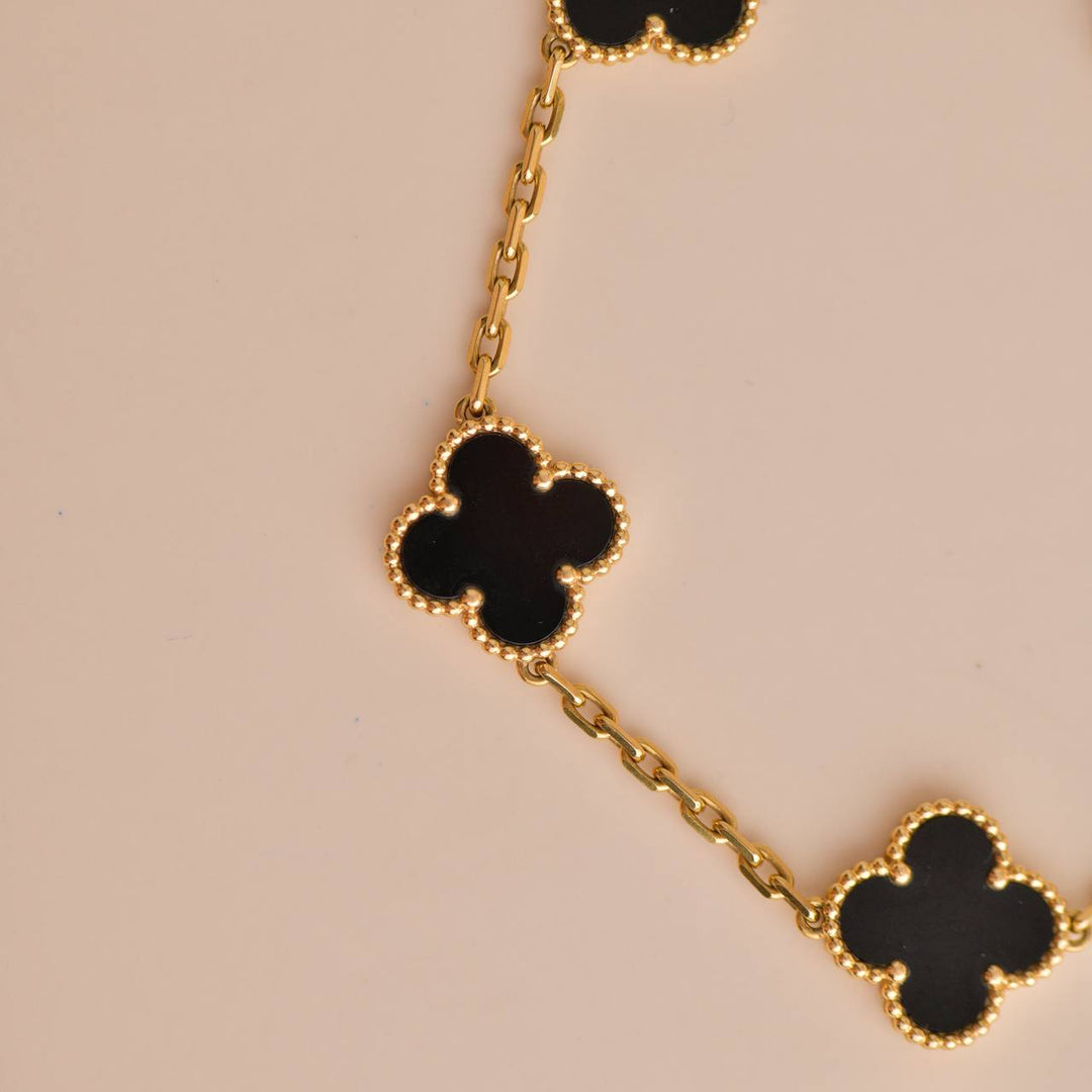 Van Cleef & Arpels Vintage Alhambra Onyx Yellow Gold Bracelet