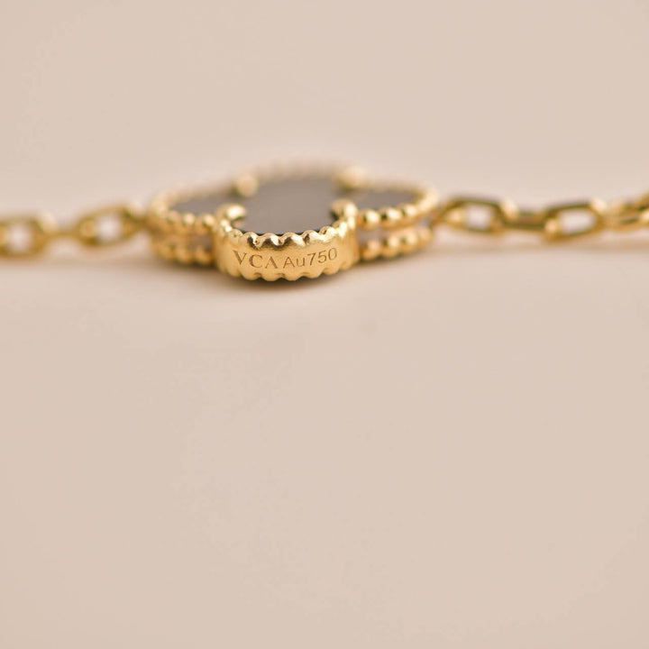 Van Cleef & Arpels Vintage Alhambra Onyx Yellow Gold Bracelet