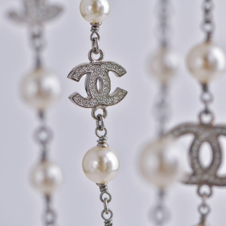 Chanel Five CC Logo Pearl Sautoir Necklace