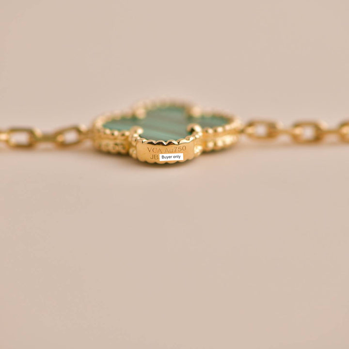 Van Cleef & Arpels Vintage Alhambra Malachite Yellow Gold Bracelet