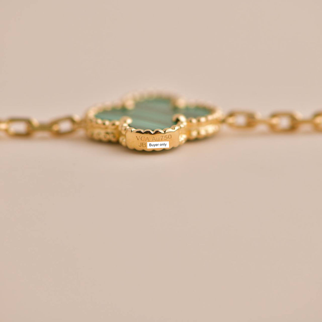 Van Cleef & Arpels Vintage Alhambra Malachite Yellow Gold Bracelet