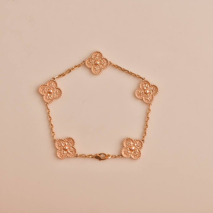 Van Cleef & Arpels Vintage Alhambra 5 Motifs Rose Gold Bracelet