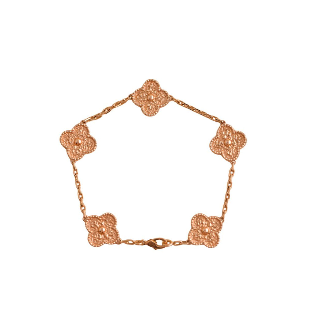 Van Cleef & Arpels Vintage Alhambra Bracelet 5 Motifs Onyx Rose
