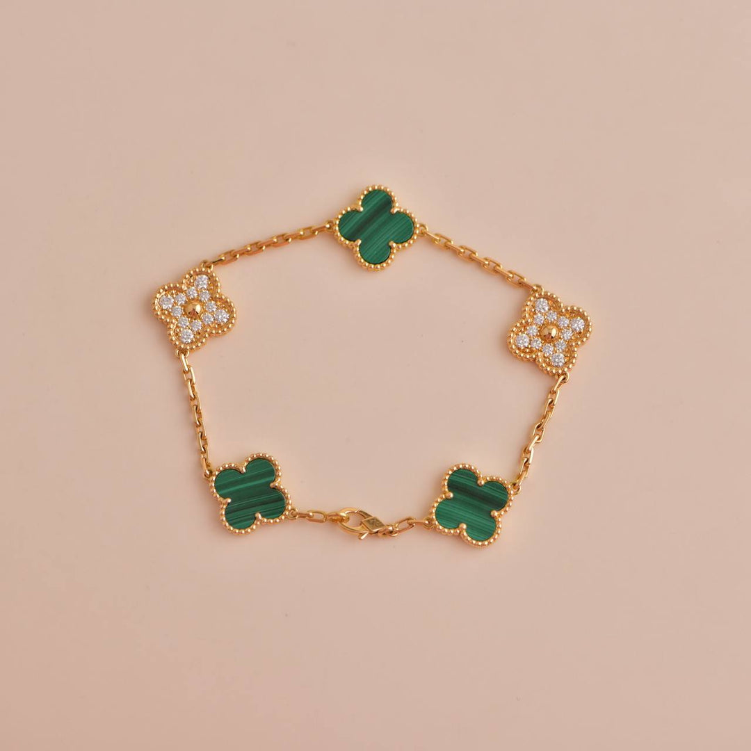 Van Cleef Arpels Vintage Alhambra Malachite and Diamond Yellow