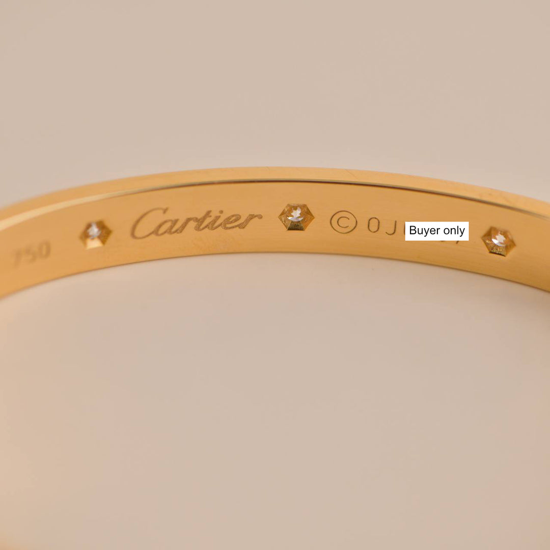 Cartier Love Bracelet 10 Diamonds Yellow Gold Size 18