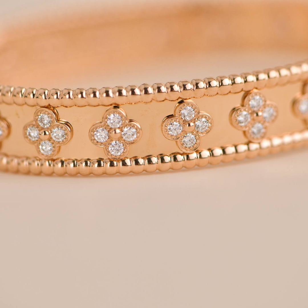 Van Cleef & Arpels Perlée Clovers Rose Gold Diamond Bracelet Medium Model