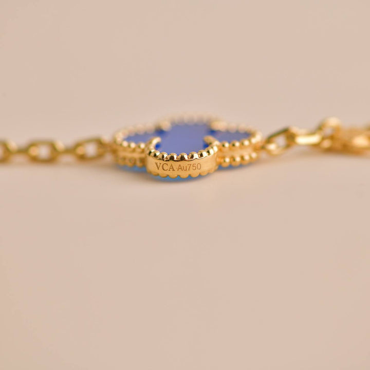 Van Cleef & Arpels Vintage Alhambra Agate Yellow Gold Bracelet