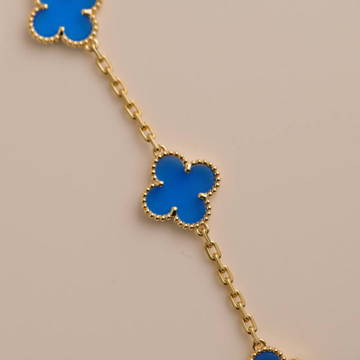 Van Cleef & Arpels Vintage Alhambra Agate Yellow Gold Bracelet