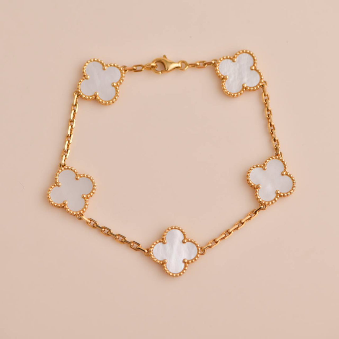 Van Cleef & Arpels Vintage Alhambra Mother of Pearl 5 Motif Bracelet