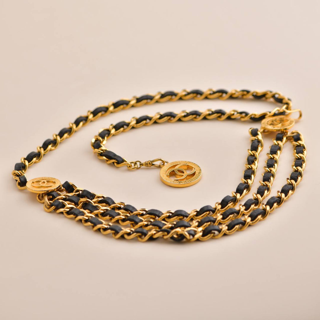 Chanel Vintage CC Black Leather and Chain-link Belt – Dandelion