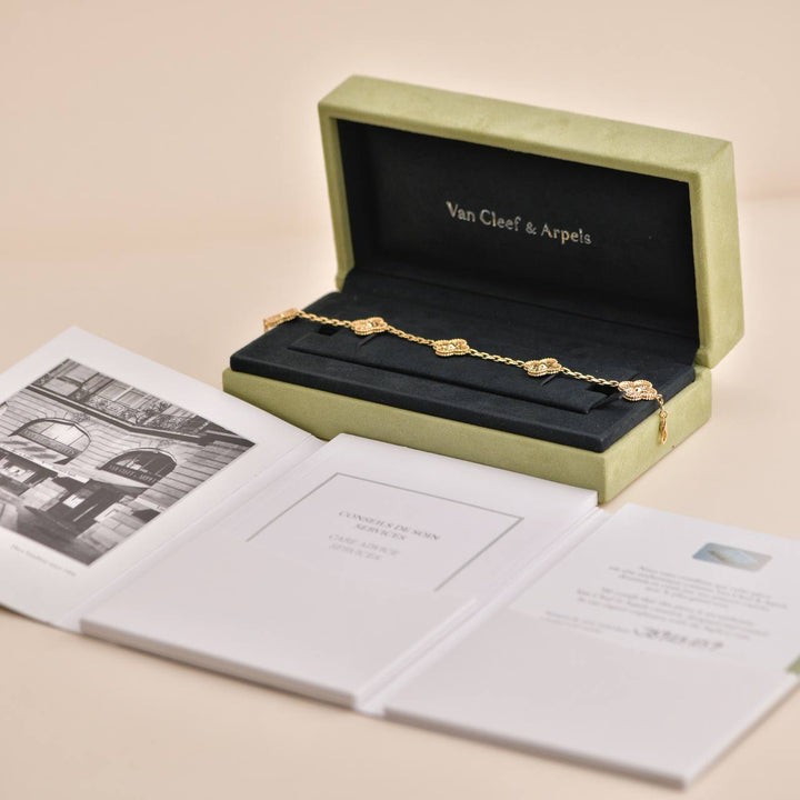 Van Cleef & Arpels Vintage Alhambra 5 Motifs Yellow Gold Bracelet