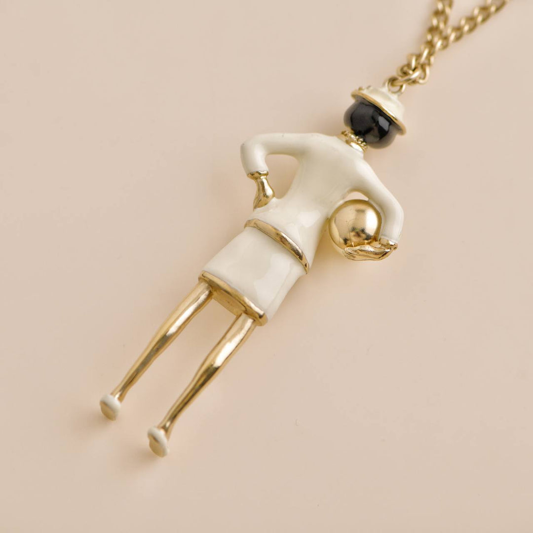 Chanel Coco Mademoiselle Figurine Enamel Gold Tone Necklace