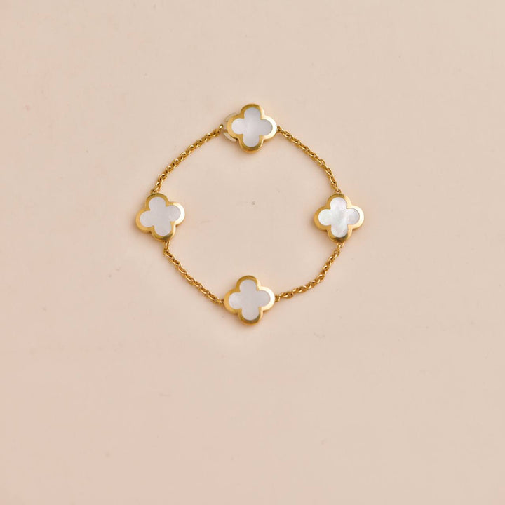 Pre-owned VCA Pure Alhambra Mother-of-Pearl Yellow Gold Bracelet