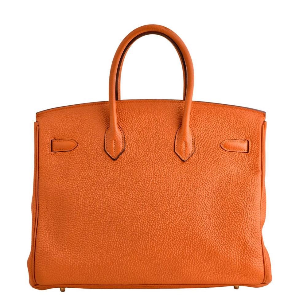 Pre-owned Hermès Birkin 35 Orange Togo Leather Gold Hardware