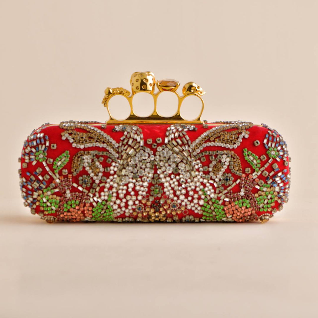 Second Hand Alexander McQueen Embroidered Knuckle Clutch Bag