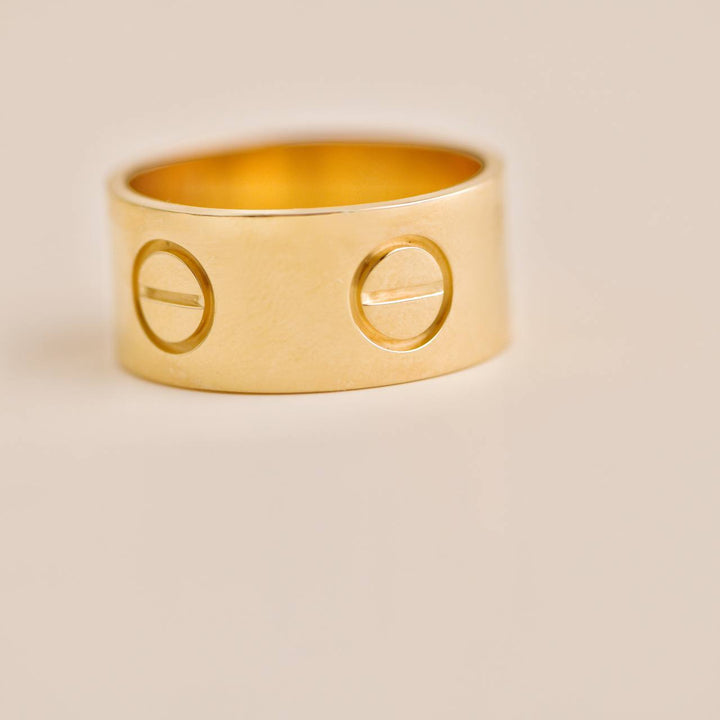 Pre-owned Cartier Love 18K Yellow Gold Wide Ring