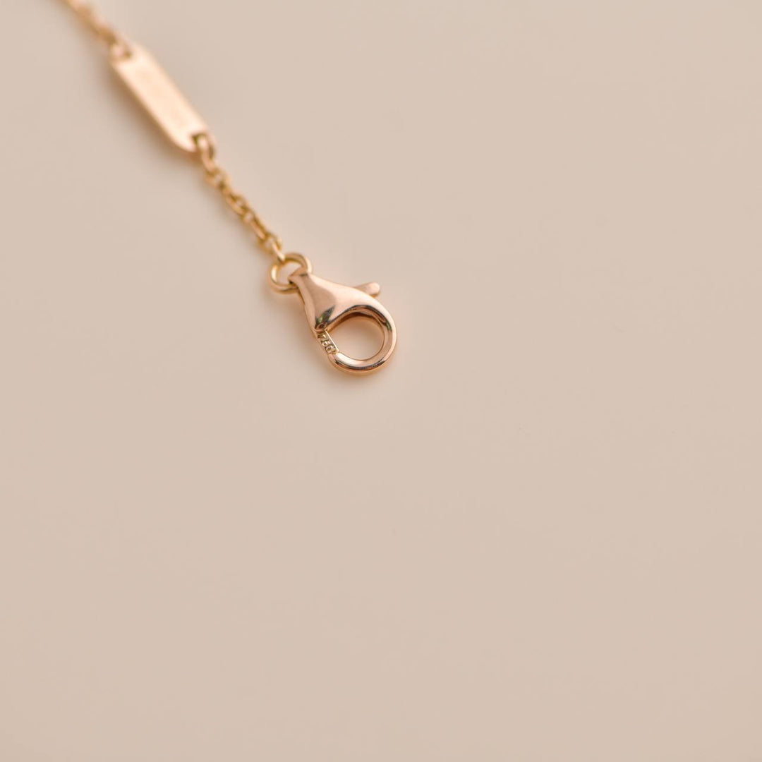 Second Hand Van Cleef & Arpels Vintage Alhambra 2012 Holiday Diamond Mother-of-Pearl Rose Gold Pendant Necklace