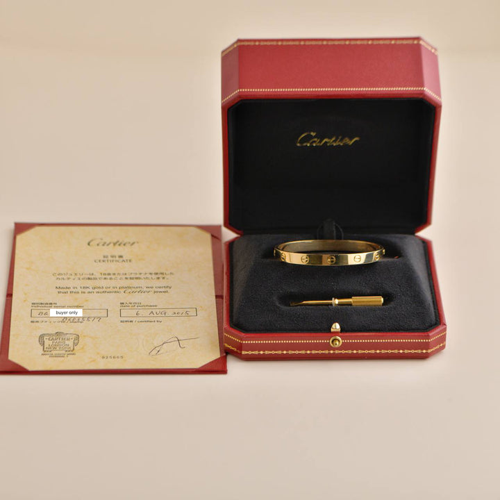 Pre-owned Cartier Love Bracelet 18K Yellow Gold Size 17