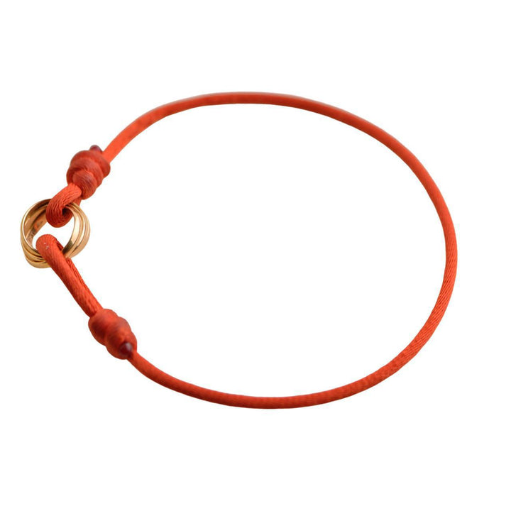 Cartier Trinity 18K Rose Gold Red Silk Cord Bracelet