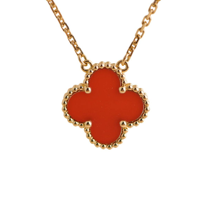  Van Cleef & Arpels Vintage Alhambra Carnelian Pendant Necklace