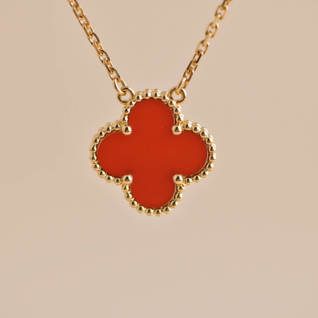 Van Cleef Arpels Vintage Alhambra Carnelian Pendant Necklace